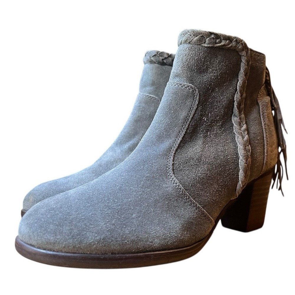 Matisse Lucinda Fringe Braided‎ Western  Blue Suede Leather Ankle Boots Sz 8.5 - Picture 6 of 16